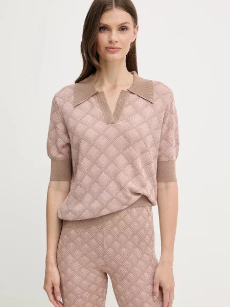 Polo tričko se lněnou směsí Silvian Heach CHATZID růžová