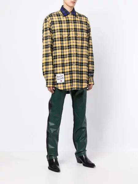 Kostkovaná košile Cool Tm s potiskem žlutá