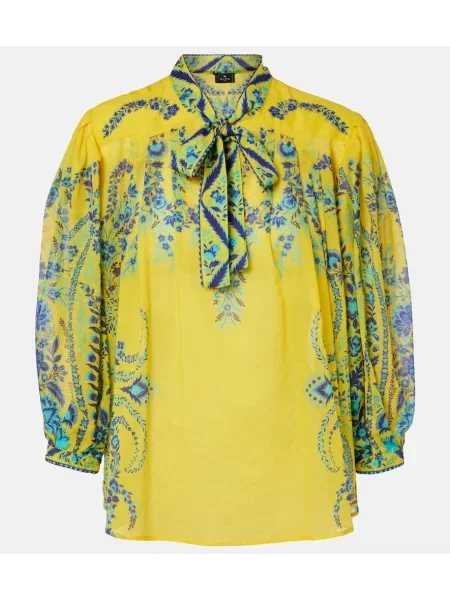 Top Etro cu model floral galben