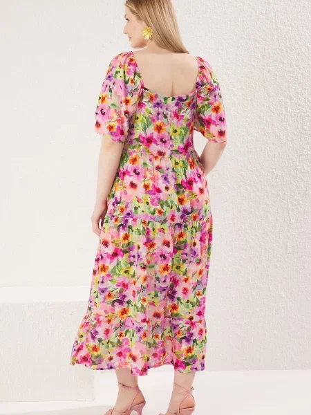 Trendyol Curve Rochie / lila / portocaliu / roz verde
