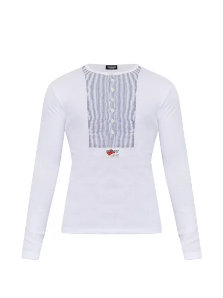 Tricou Dsquared2 cu decolteu în V cu autograf alb