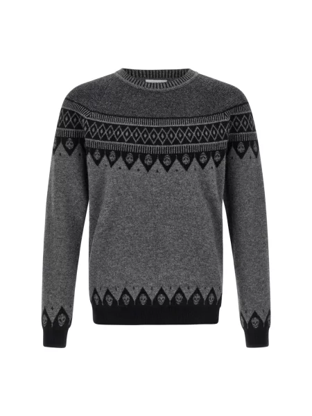 Sweter Alexander Mcqueen wełniany z nadrukiem szary