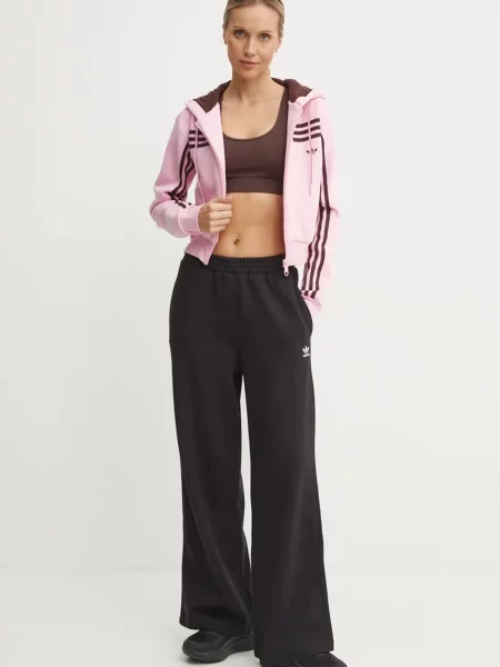 Спортивні штани adidas Originals Femme Galore Wideleg Fleece Pants однотонні чорний