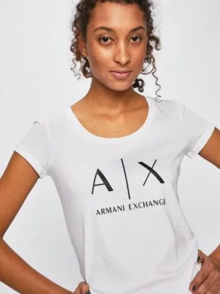 Top Armani Exchange z logo casual biały