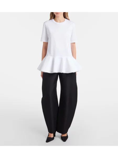 Tricou Alaïa din jerseu alb