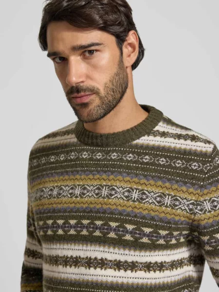 Sweter z dzianiny krój slim fit z mieszanka bawełny z okrągły dekolt Mcneal