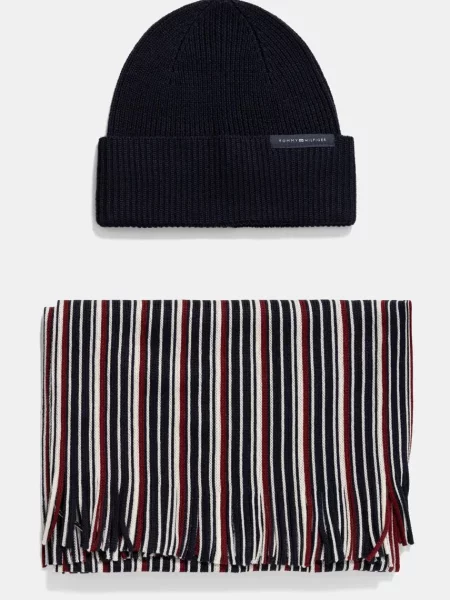 Tommy Hilfiger Sál és sapka szett Th Corp Love sötétkék