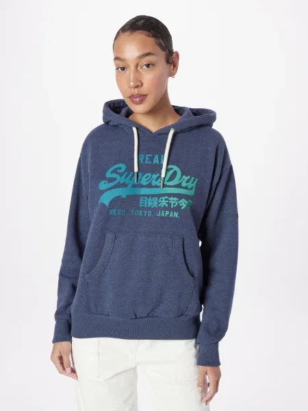 Superdry Sweater majica tirkiz / cijan / melange plava