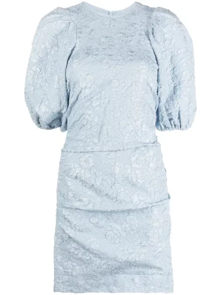 Rochie Ganni cu model floral din jacard de costum albastru