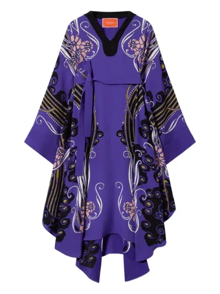 Rochie La Doublej cu model floral violet