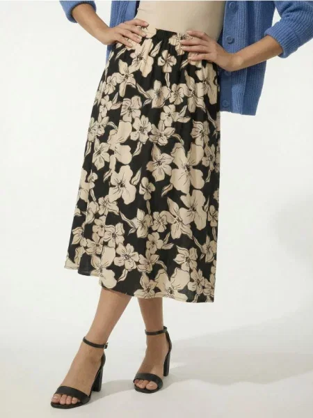 Розкльошена міді спідниця з з квітковим принтом різнобарвний