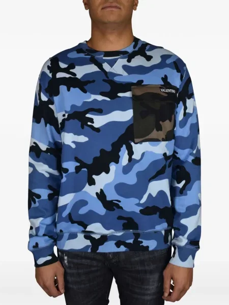 Hanorac Valentino Garavani cu model camuflaj albastru