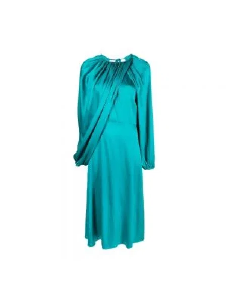 Jedwabna sukienka midi Colville do kolan niebieska