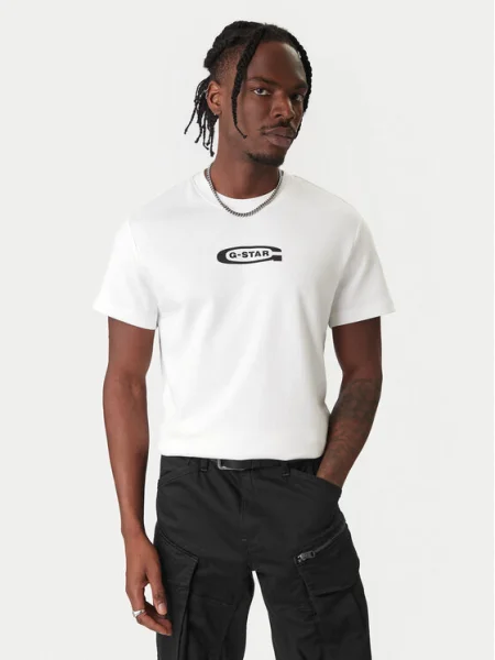 Тениска G-star Raw с принт бяло