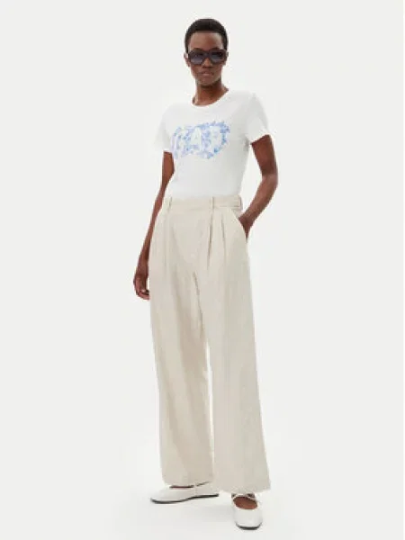 Gap Kalhoty z materiálu Wide Leg béžová