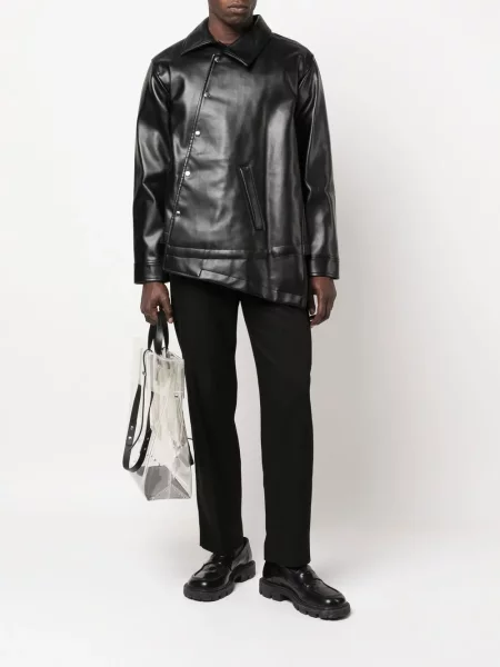 Asimetriška odinė striukė Black Comme Des Garçons juoda