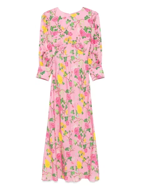 Rochie midi Nissa cu imagine până la genunchi de costum roz