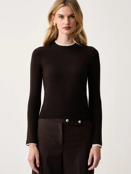 Armani Exchange pulover pentru femei cu amestec de lână maro