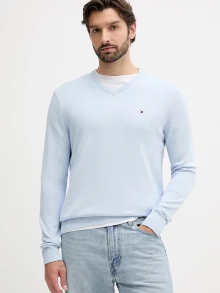 Пуловер Tommy Hilfiger от лека материя черно