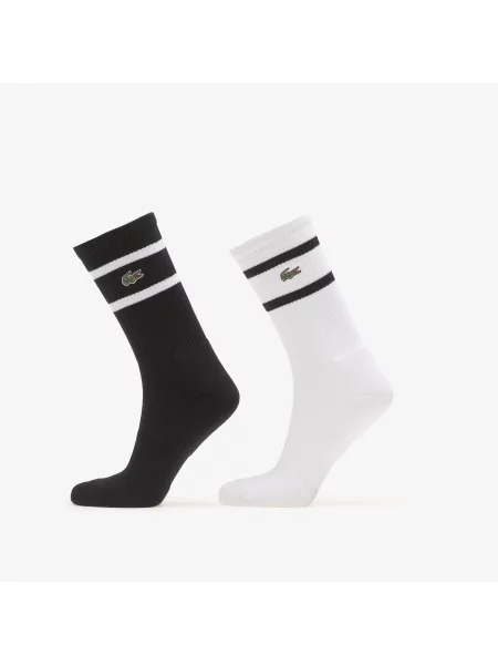 Șosete Lacoste Crew Socks Black/White alb