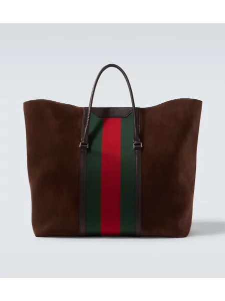 Geantă Gucci din piele de căprioară cu dungi maro
