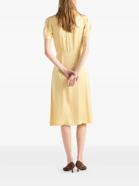Rochie Prada din satin de costum galben