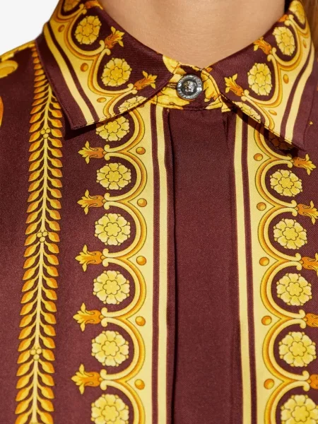 Bluză Versace de mătase cu model floral cu imagine maro