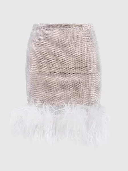 Спідниця з кристалами і пір'ям страуса Santa Brands біла