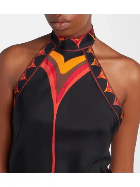 Rochie midi Pucci de mătase cu gât halter negru
