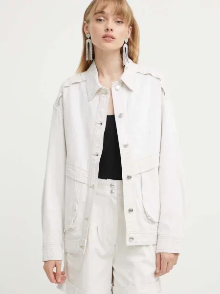 IRO geacă din amestec de in de tranzitie oversize bej