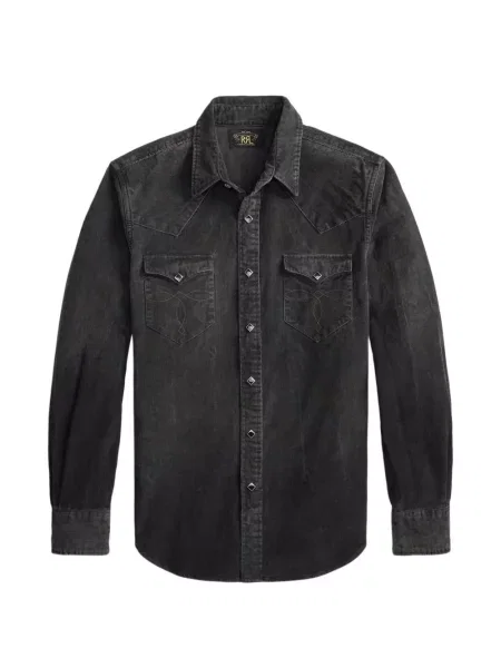 Cămașă Ralph Lauren Rrl de catifea cord negru