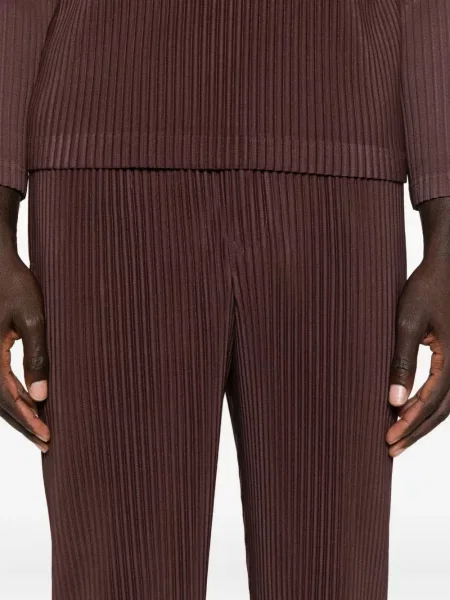 Πλισέ παντελόνι Homme Plissé Issey Miyake κομμένο καφέ