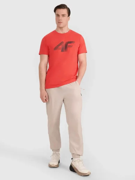 T-shirt regular z nadrukiem 4F czerwona