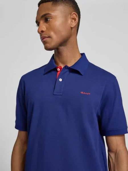 Koszulka polo o kroju regular fit z wyhaftowanym logo Gant granatowe