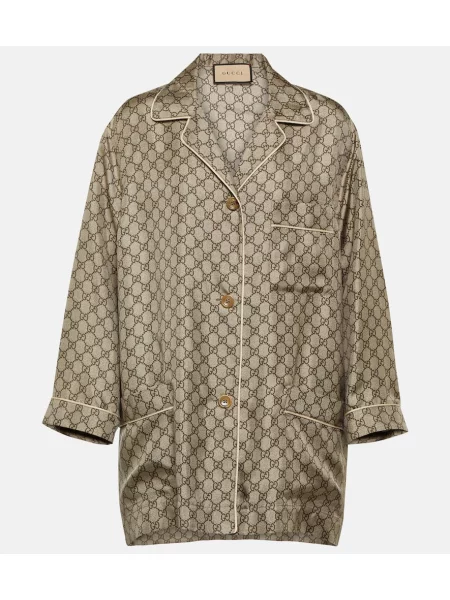 Cămașă Gucci de mătase maro