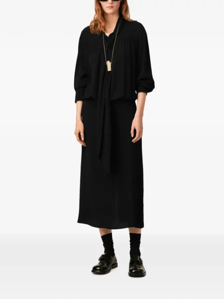 Rochie midi Ami Paris de mătase negru