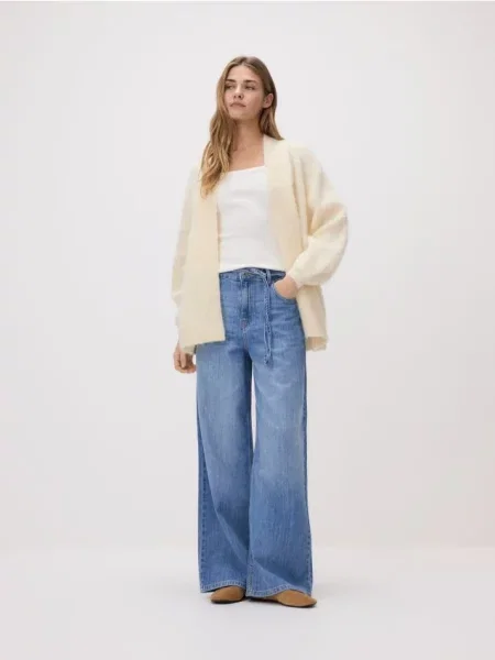 Reserved Cardigan cu adaos de lână de alpaca galben-deschis galben