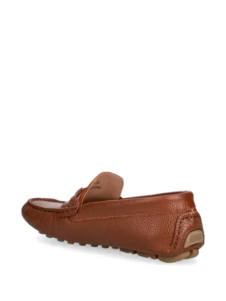 Pantofi loafer Pollini din piele cu autograf maro