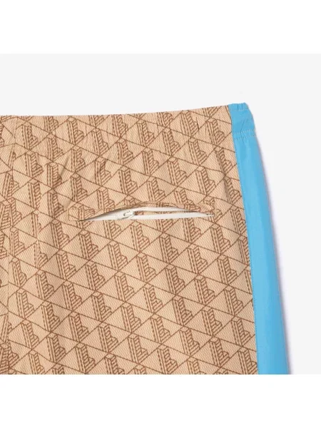 Lacoste Spodnie Dresowe Regular Fit Monogram Beige beżowe