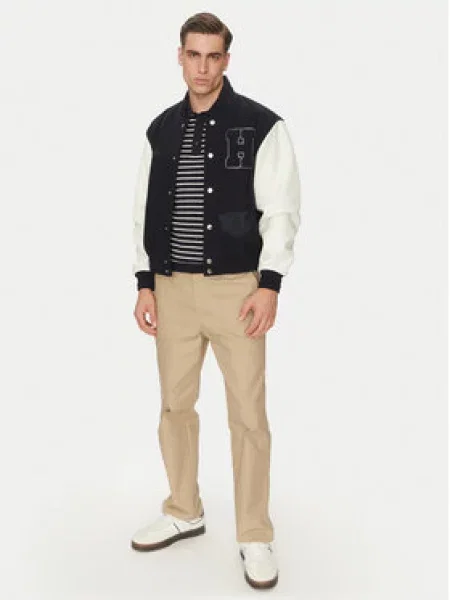Tommy Hilfiger Bunda pro přechodné období Leather Varsity Jacket Tmavomodrá
