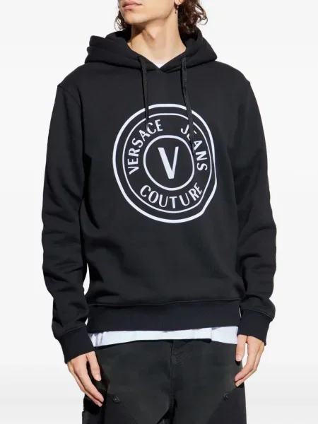 Суичър с качулка Versace Jeans Couture с принт черно