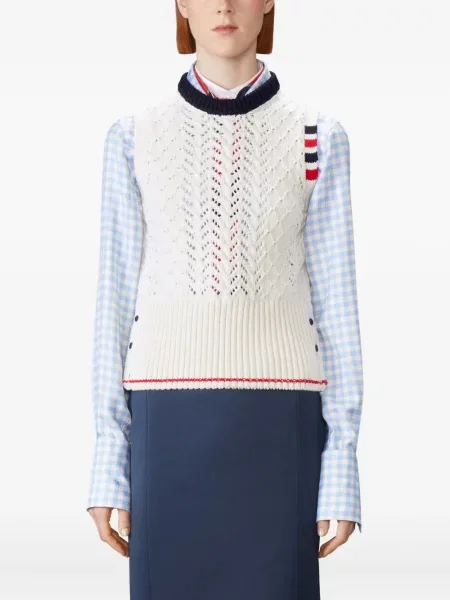 Vestă Thom Browne de lână alb