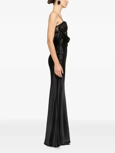 Rochie maxi Nissa din satin negru