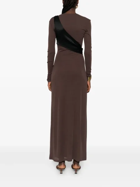 Rochie Nanushka drapată de costum maro