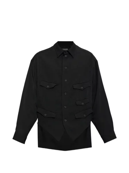 Cămașă Yohji Yamamoto de lână asimetrică negru