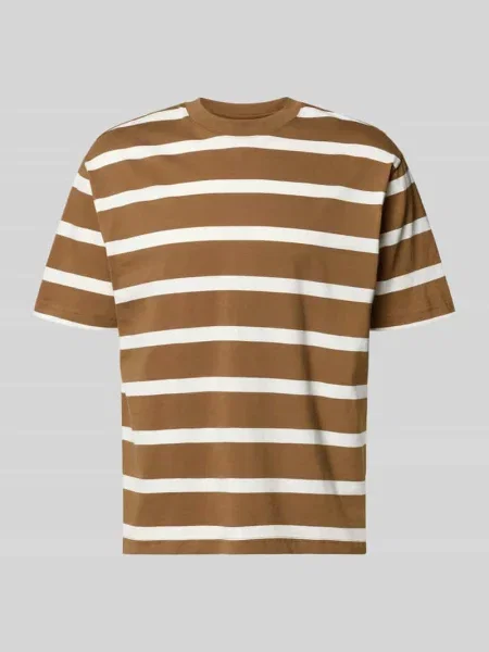 T-shirt z prążkowanym okrągłym dekoltem Mcneal