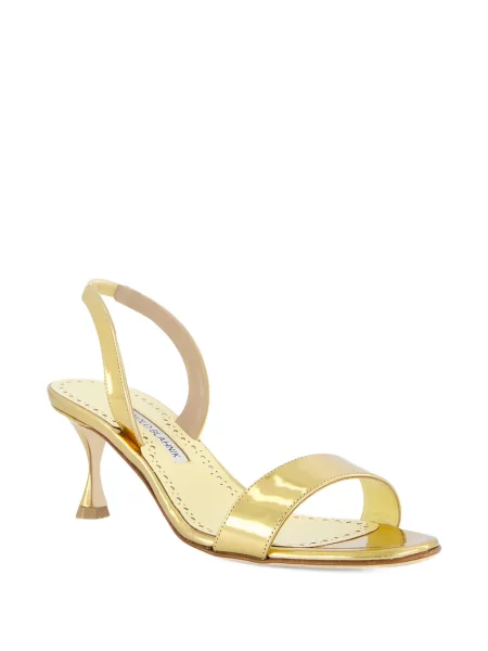 Pantofi cu toc Manolo Blahnik din piele auriu