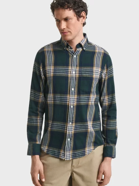 Картата сорочка Gant зелена