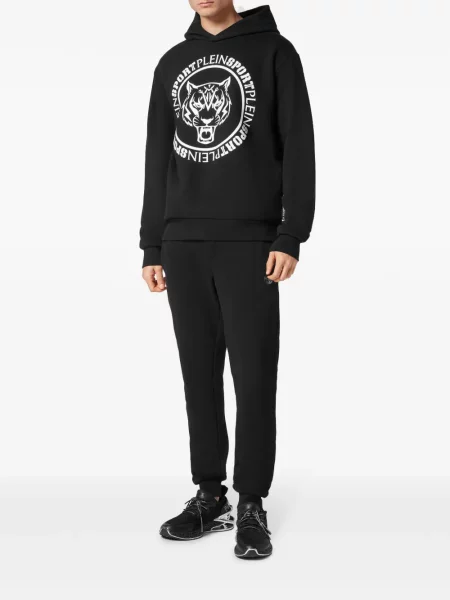 Hoodie Plein Sport με ρίγες τίγρη μαύρο