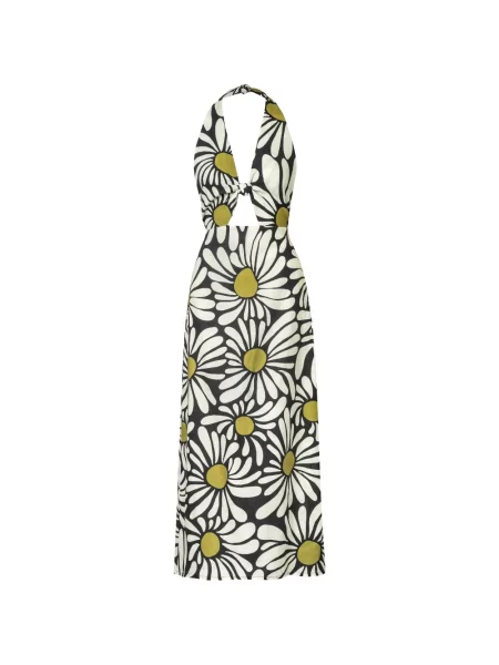 Rochie maxi Cala De La Cruz cu model floral cu imagine alb